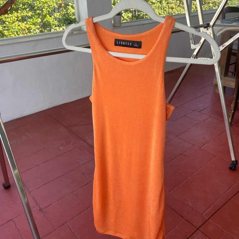 Lioness Bright Orange Strapless Mini Dress
